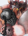  absurd_res anthro balls beckoning big_balls big_penis bodily_fluids bovid_horn brown_body brown_fur caprine_horn changeling_(slychangeling) cum digital_media_(artwork) erection fluffy fur genital_fluids genitals gesture hair hi_res horn huge_balls huge_penis humanoid_genitalia hyper hyper_balls hyper_genitalia hyper_penis large_tongue long_tongue looking_at_viewer male mammal nude penis ram_horn simple_background smile solo teeth tongue tuft unusual_bodily_fluids vinny_(jayydenarts) yagi_b._(artist) 