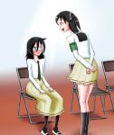  arms_behind_back blush chair folding_chair green_armband imae_megumi kuroki_tomoko miniskirt skirt theirasaa watashi_ga_motenai_no_wa_dou_kangaetemo_omaera_ga_warui! 