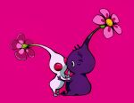  bad_id bad_pixiv_id black_eyes colored_skin flower hand_on_another&#039;s_face hug implied_kiss itatata_miruku looking_at_another no_humans pikmin_(creature) pikmin_(series) pink_background pink_flower purple_hair purple_pikmin purple_skin red_eyes short_hair sitting solid_circle_eyes third-party_source very_short_hair white_pikmin white_skin 