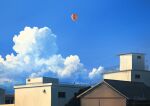  alu.m_(alpcmas) balloon blue_sky building cloud cumulonimbus_cloud day house no_humans original outdoors power_lines scenery signature sky urban 