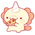  :3 animated animated_gif axolotl blush can&#039;t_be_this_cute chibi eating food grindzone horns no_humans original pizza simple_background sweet_corn 