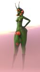  3d_(artwork) alien alien_humanoid antennae_(anatomy) balls big_balls big_penis boots boots_only breasts butt clothing crossgender digital_media_(artwork) footwear footwear_only genitals goo_hair gynomorph hi_res humanoid humanoid_genitalia humanoid_penis intersex looking_away mostly_nude nipples penis pseudo_hair simple_background smile solo standing sudabanan thick_thighs 