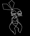  anthro bedroom_eyes black_body blush blush_lines bra clothing curvy_figure ears_up female flat_chested freshknight21 full_body_view hands_behind_back lagomorph leporid mammal narrowed_eyes panties rabbit seductive smug smug_expression solo spread_legs spreading underwear vib-ribbon vibri wide_hips 