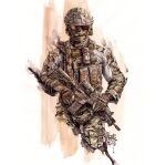  1other 2017 ambiguous_gender ammunition_pouch angled_foregrip assault_rifle australia body_armor brown_gloves brown_headwear brown_pants brown_shirt camouflage camouflage_headwear camouflage_jacket camouflage_pants camouflage_shirt combat_helmet commentary covered_face covered_mouth cowboy_shot cropped_legs english_commentary explosive facing_viewer gloves grenade gun helmet holding holding_gun holding_weapon jacket kanji load_bearing_vest long_sleeves m4_carbine magazine_(weapon) making-of_available mar-c! military_operator multicolored_shirt optical_sight original other_focus painting_(medium) pants partially_fingerless_gloves plate_carrier pocket pouch rifle shirt signature snap-fit_buckle solo sunglasses tactical_clothes traditional_media watercolor_(medium) weapon 