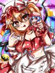  :p blonde_hair blue_hair bonnet bow drawing flandre_scarlet fumo hair_bow internet_survivor maid meme remilia_scarlet short_hair tongue tongue_out touhou 