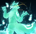  absurd_res anthro bluefoxzaza canid canine fire flaming_hair flaming_mane flaming_orb flaming_tail fox ghost hi_res honkai:_star_rail honkai_(series) male male/male mammal mihoyo mr_tail_(honkai:_star_rail) pseudo_hair pseudo_mane shipo_(honkai:_star_rail) solo spirit tail 