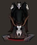  absurd_res american_mythology anthro antlers bone claws cultist fur group hi_res horn hunamarts indigenous_north_american_mythology mask mythology neck_tuft north_american_mythology red_eyes skull skull_head skull_mask summoning tuft wendigo 