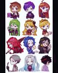  6+boys 6+girls ahoge angela_(project_moon) aqua_eyes armband ascot ayin_(project_moon) binah_(project_moon) black_gloves black_hair black_jacket black_sweater black_vest blonde_hair blue_ascot blue_hair blue_jacket braid breasts brown_capelet brown_eyes brown_hair brown_hairband brown_ribbon can capelet chesed_(project_moon) clenched_teeth closed_mouth collared_shirt commentary_request crossed_arms crown_braid cup enkephalin_(project_moon) eyebrow_cut gebura_(project_moon) gloves gradient_hair green_armband green_eyes green_hair green_necktie grey_hair grey_shirt hair_ornament hair_ribbon hairband hairclip highres hod_(project_moon) hokma_(project_moon) holding holding_can holding_cup holding_notepad holding_pen holding_sword holding_weapon index_finger_raised jacket lab_coat light_blue_hair lobotomy_corporation long_hair long_sleeves malkuth_(project_moon) matsuba_(mtbsbr721) medium_breasts mole mole_under_eye mug multicolored_hair multiple_boys multiple_girls neck_ribbon necktie netzach_(project_moon) notepad one_side_up open_clothes open_jacket open_mouth orange_necktie parted_bangs pen project_moon purple_hair purple_necktie red_armband red_hair red_hairband red_jacket red_shirt ribbed_sweater ribbon shaded_face sharp_teeth shirt short_hair small_breasts smile streaked_hair sweater sword teeth tiphereth_a_(project_moon) tiphereth_b_(project_moon) turtleneck turtleneck_sweater upper_teeth_only vest weapon white_shirt yellow_eyes yesod_(project_moon) 