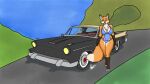  anthro breasts canid canine clothed clothing delta_dewitt detailed_background digital_media_(artwork) female fox fur mammal smile solo vehicle 