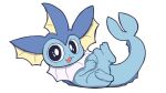  ambiguous_gender black_eyes blue_body blue_tail cwitchy eeveelution feral generation_1_pokemon looking_at_viewer marine multicolored_body nintendo open_mouth pokemon pokemon_(species) simple_background solo tail vaporeon white_background white_body yellow_body 