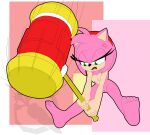  2022 absurd_res amy_rose annoyed anthro breasts cross-popping_vein eulipotyphlan feet female fur genitals green_eyes hair hedgehog hi_res mammal nipples no_shoes ogthecarrot open_mouth piko_piko_hammer pink_body pink_fur pink_hair pussy sega solo sonic_the_hedgehog_(series) toes 
