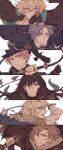  6+boys absurdres aiming aiming_at_viewer aqua_eyes bird black_bow black_bowtie black_cat black_cloak black_coat black_eyes black_gloves black_headwear black_jacket black_nails black_shirt blonde_hair bow bowtie bright_pupils brooch brown_eyes bungou_to_alchemist cape cat cloak closed_mouth coat coat_on_shoulders collared_jacket collared_shirt column_lineup commentary_request conan_doyle_(bungou_to_alchemist) crow dagger edgar_allan_poe_(bungou_to_alchemist) epaulettes facial_hair frilled_shirt_collar frills fur-trimmed_cape fur-trimmed_cloak fur_trim fyodor_dostoyevsky_(bungou_to_alchemist) gloves gomashio_(user_xenc4437) gradient_hair green_cape grey_hair grey_jacket grey_vest gun h._p._lovecraft_(bungou_to_alchemist) hair_between_eyes hair_ribbon handgun hat heterochromia highres holding holding_gun holding_weapon holding_whip jacket jewelry knife lev_tolstoy_(bungou_to_alchemist) lewis_carroll_(bungou_to_alchemist) long_hair long_sleeves looking_at_viewer low_ponytail male_focus mature_male multicolored_hair multiple_boys neck_ribbon necktie open_mouth parted_bangs parted_lips pink_hair profile red_eyes red_hair red_necktie red_ribbon reverse_grip ribbon shirt short_hair sideways_glance simple_background sleeve_cuffs smile smirk stubble top_hat turtleneck upper_body v-shaped_eyebrows vest weapon white_background white_gloves white_pupils white_shirt wrinkled_skin yellow_eyes 