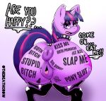  anus big_butt butt clothing female feral friendship_is_magic genitals goth hair hasbro hi_res huge_butt legwear my_little_pony purple_body purple_eyes purple_hair pussy solo stockings thedeathcrow05 twilight_sparkle_(mlp) writing_on_butt 