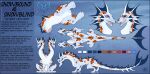  belly blind_eye blue_body blue_scales dragon duo english_text female female/female feral frill_(anatomy) front_view hi_res high-angle_view hydra kaisarreitz long_tail looking_at_viewer model_sheet quadruped scales sitting snowblind_(hjtm) snowbound_(hjtm) spots tail text white_belly womb_tattoo 