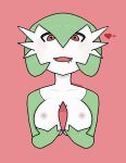  &lt;3 &lt;3_eyes 2023 absurd_res areola bakedbread blush bodily_fluids breasts chest_spike digital_media_(artwork) drooling female gardevoir generation_3_pokemon hair heart_reaction hi_res holding_breast humanoid looking_at_viewer nintendo nipples not_furry nude open_mouth pokemon pokemon_(species) red_eyes saliva shaded short_hair simple_background smile solo spikes spikes_(anatomy) 