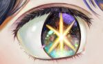 1girl aqua_eyes close-up commentary_request elvafirst eye_focus eyelashes highres kurokawa_akane multicolored_eyes oshi_no_ko purple_eyes purple_hair solo star-shaped_pupils star_(symbol) symbol-shaped_pupils 