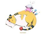  absurd_res ambiguous_gender ampharos anthro biped black_body duo flaaffy fur generation_2_pokemon hi_res kalu_(pixiv) nintendo pink_body pokemon pokemon_(species) red_body simple_background sleeping white_background white_body white_fur white_wool wool_(fur) yellow_body 