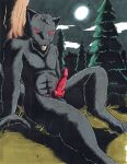  animal_genitalia animal_penis anthro canid canine canine_genitalia canine_penis canis dire_wolf fan_character forest genitals hi_res looking_at_viewer male mammal nude nyghtmar3 penis plant solo traditional_media_(artwork) tree wolf 