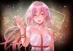  1girl absurdres bare_shoulders blush breasts fattybot guilty_crown hair_ornament hairclip highres long_hair looking_at_viewer open_mouth pink_hair red_eyes red_ribbon ribbon small_breasts smile solo twintails upper_body yuzuriha_inori 