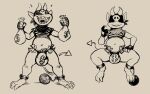  ball_and_chain bandanna belly boone_(koh) bulge claws clothing daftpatriot demon hi_res imp kerchief kings_of_hell male money_in_thong navel slightly_chubby solo spade_tail tail thong underwear 