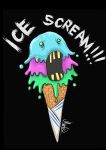  2018 absurd_res ambiguous_gender animate_inanimate black_background digital_drawing_(artwork) digital_media_(artwork) english_text exclamation_point food food_creature full-length_portrait hi_res humor ice_cream_creature markoriginals open_mouth portrait pun screaming signature simple_background solo text waffle_cone white_text yellow_eyes yellow_teeth 