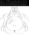  anthro belly big_belly big_breasts breasts dialogue fanofblimp female generation_4_pokemon hi_res huge_belly lopunny monochrome nintendo nipples pokemon pokemon_(species) pregnant solo 