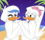  absurd_res anatid anseriform anthro avian beach big_breasts bird breasts colty8 digit_ring disney duck ducktales ducktales_(2017) duo eye_contact female female/female hi_res huge_breasts jewelry jewerly_only lena_(ducktales) lesbian_couple looking_at_another non-mammal_breasts nude one_eye_closed palm_tree plant public public_nudity ring ring_only romantic romantic_couple sea seaside tasteful_nudity tree water webby_vanderquack wedding_ring wholesome wife_and_wife 