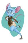  2023 anthro arts_eidolon biped blue_body blue_eyes blue_fur blue_hair bottomwear buckteeth clothed clothed_anthro clothed_female clothing colored digital_drawing_(artwork) digital_media_(artwork) female female_anthro freckles fur hair hi_res mammal mia_mouse mouse murid murine rodent solo tail teeth topwear whiskers 