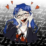  absurdres blood blue_hair blush closed_eyes danganronpa_(series) danganronpa_v3:_killing_harmony envicement glasses happy heart highres nail_polish non-web_source nosebleed open_mouth self-upload shirogane_tsumugi 