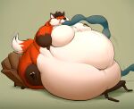  2018 abthegreat anthro broken_furniture canid canine chubby_cheeks cupricfox dazed digital_media_(artwork) fox furniture grey_background hair hand_on_stomach hi_res hose_in_mouth huge_belly liquid_inflation male mammal moobs morbidly_obese morbidly_obese_anthro morbidly_obese_male nude obese obese_anthro obese_male overweight overweight_anthro overweight_male simple_background sofa solo table weight_gain 