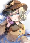  1girl blurry blurry_background bow flat_chest frills grey_hair hat hat_bow heart heart_of_string highres holding holding_phone komeiji_koishi light_smile looking_at_viewer nail_polish phone red_nails shirt short_hair solo third_eye touhou upper_body wakamesu wide_sleeves yellow_shirt 