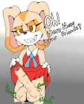  anthro brown_eyes clothing cock_vore cream_the_rabbit erection foxkai fur genitals grin gynomorph intersex lagomorph leporid looking_at_viewer mammal orange_body orange_fur penile penis rabbit red_clothing sega smile solo sonic_the_hedgehog_(series) tan_body tan_fur vore 