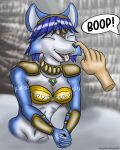  absurd_res anthro arm_guards boop bra clothing eyes_closed female heartlessangel3d hi_res jewelry krystal necklace nintendo nose_boop solo star_fox underwear 