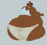  2023 animated anthro bear big_butt biped bottomwear butt clothing digital_media_(artwork) growth huge_butt huge_thighs hyper hyper_butt hyper_hips hyper_thighs low_res male mammal megacoolbear_(artist) obese overweight rear_view short_playtime simple_background smile solo thick_thighs topwear underwear wide_hips 