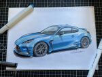  art_tools_in_frame car highres marker marker_(medium) motor_vehicle no_humans original photo_(medium) shadow signature sports_car toyota toyota_86 traditional_media tsu-chan vehicle_focus 