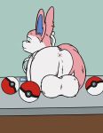  anus balls big_balls eeveelution feral generation_6_pokemon genitals herculesrazor huge_balls male martin nintendo pokeball pokemon pokemon_(species) solo sylveon 