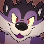  argon_vile fur icon looking_at_viewer mammal open_mouth procyonid purple_body purple_fur raccoon smile 