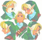  blonde_hair blue_eyes clothed clothing ear_piercing ear_ring eyebrows green_clothing hair humanoid humanoid_pointy_ears hylian link male nintendo not_furry open_mouth piercing ring_piercing solo the_legend_of_zelda uzucake 