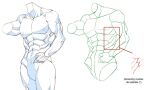  1boy abs anatomy bara before_and_after bluegiragi close-up feet_out_of_frame headless how_to large_pectorals male_focus muscular muscular_male navel nipples nude obliques original pectorals short_hair thick_thighs thighs 