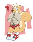  anthro avery_(vir-no-vigoratus) bdsm blonde_hair bondage bound briefs bulge clothing colored_seam_underwear detailed_background footwear fur hair male mammal mephitid multicolored_clothing multicolored_underwear open_mouth orange_body orange_fur question_mark red_background red_briefs red_clothing red_sneakers red_underwear restraints shapes shoes simple_background skunk sneakers socks solo straitjacket tan_body tan_fur teeth_showing two_tone_briefs two_tone_clothing two_tone_underwear underwear vir-no-vigoratus white_background white_clothing white_footwear white_seam_briefs white_seam_underwear white_socks 