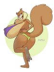  3_fingers 3_toes anthro big_breasts big_butt big_tail bikini biped breasts buckteeth butt clothing feet female fingers hand_on_hip hand_on_own_breast hi_res holding_breast huge_breasts lidded_eyes looking_back mammal nickelodeon open_mouth pufftor raised_leg rear_view rodent sandy_cheeks sciurid smile solo spongebob_squarepants swimwear tail teeth thick_thighs toes toony tree_squirrel wide_hips 