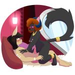  &lt;3 2019 absurd_res accessory akaunkel anklet anthro bedroom black_body black_fur black_hair black_nose blush bracelet breasts brown_body brown_eyes brown_fur detailed_background domestic_cat duo erection eye_contact felid feline felis female fluffy fluffy_tail fur furgonomics gem genitals hair hand_on_chest hand_on_leg happy hi_res horn james_flynn jewelry kali_toha kneeling knot lagomorph lamp leporid long_ears long_tail looking_at_another lying male male/female mammal markings mirror multicolored_eyes navel necklace nipples nude paws pendant penis pillow pink_nipples pink_penis rabbit red_hair ring romantic romantic_ambiance romantic_couple ruby_(gem) short_hair tail tail_accessory 