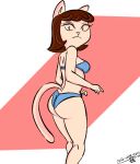  a_kitty_bobo_show anthro big_butt bikini breasts brown_hair butt cartoon_network clothed clothing colored domestic_cat eyebrows eyelashes felid feline felis female gold-white-kott hair huge_butt looking_at_viewer looking_back maggie_(kitty_bobo) male mammal medium_breasts simple_background solo standing swimwear tail 
