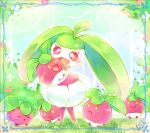  :d :o blush bounsweet bush carrying closed_eyes closed_mouth commentary_request flower framed frown full_body grass happy jealous looking_at_another no_humans open_mouth painting_(medium) pokemon pokemon_(creature) pout putto red_eyes sleeping smile split_mouth standing steenee traditional_media u_u v-shaped_eyebrows watercolor_(medium) wavy_mouth yellow_eyes 