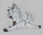  anthro anus canid canine canis claws death_(puss_in_boots) dreamworks fur grey_body grey_fur male mammal pawpads puss_in_boots_(dreamworks) puss_in_boots_(film) puss_in_boots_the_last_wish red_eyes smollco solo spread_legs spreading tail tail_motion tongue tongue_out wolf 