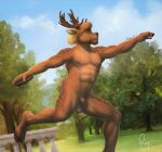  animal_genitalia deer discus fully_sheathed genitals hi_res male mammal nude olympics sheath 