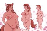  anthro big_breasts blush bodily_fluids braided_hair breast_growth breasts canid canine colored eyes_closed female flower fox fur gender_transformation genitals growth hair hair_growth hands_on_stomach hi_res human long_hair male mammal mtf_transformation penis penis_to_vagina_tf plant pregnant pussy rapid_pregnancy red_body red_fur red_hair sequence sinisk solo species_transformation sweat sweatdrop tail tail_growth thick_thighs transformation 