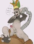  anal anal_penetration anthro balls barefoot bodily_fluids brown_body brown_fur crown cum cum_in_ass cum_inside dialogue dreamworks duo english_text feet fur genital_fluids genitals grey_body grey_fur headgear hi_res humanoid_genitalia humanoid_penis king_julien kogito lemur madagascar_(series) male male/male mammal markings open_mouth open_smile opposable_toe penetration penile penile_penetration penis penis_in_ass primate ring-tailed_lemur smile speech_bubble strepsirrhine striped_markings striped_tail stripes sweat tail tail_markings text 