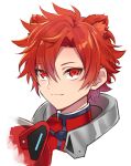  1boy bai_red_(show_by_rock!!) closed_mouth clothing_request head_only helmet holding holding_helmet looking_at_viewer male_focus mel6969 red_eyes red_hair red_panda_boy red_panda_ears short_hair show_by_rock!! smile solo white_background 