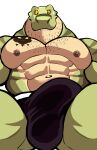  abs absurd_res anthro biceps body_hair bulge clothing darknaigart dinosaur front_view green_body hi_res jace_(darknaig) looking_down male muscular muscular_anthro muscular_male nipples pecs reptile scalie shaved solo tattoo teeth theropod tyrannosaurid tyrannosaurus tyrannosaurus_rex underwear yellow_eyes 